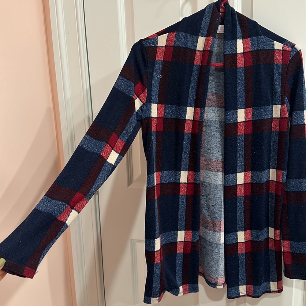 Plaid Pink lily cardigan